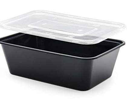 Rectangle Container Black 500ml with Air Tight Transparent...