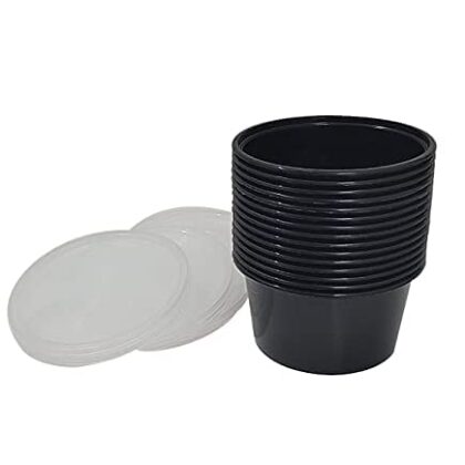 Round Containers with lid I Pack Of 50 (300ML BLACK)