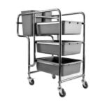 Heavy Duty Restaurant Cart Bowls and Dishes Collection Cart