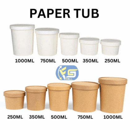 250 ML KRAFT ROUND PAPER CONTAINER WITH PP LID 98 DIA