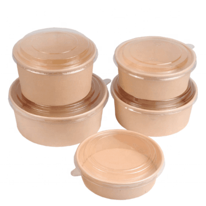 350 ML KRAFT ROUND PAPER CONTAINER WITH PP LID 98 DIA