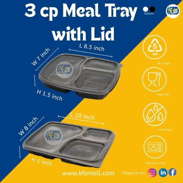 3cp Meal Tray with Lid